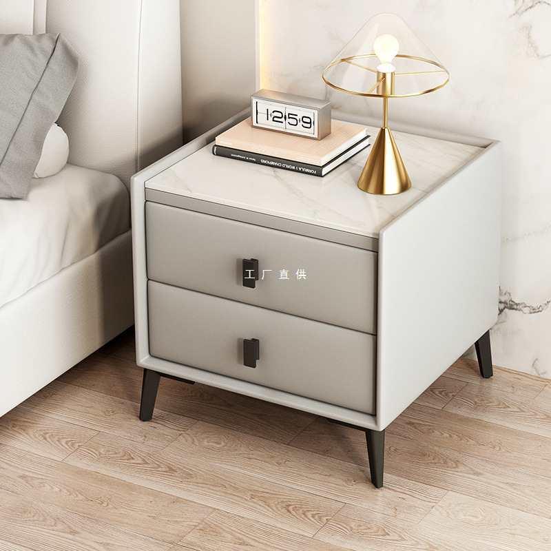 实木床头柜简约现代意式轻奢感网红卧室床边免安装储物收纳柜