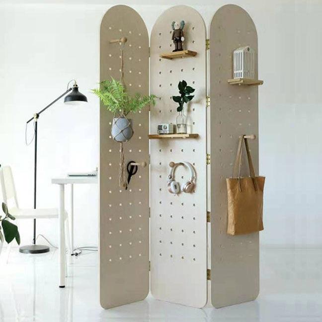 木屏风客厅玄关隔断洞洞板可折叠小户型装饰办公简易折屏立式屏风