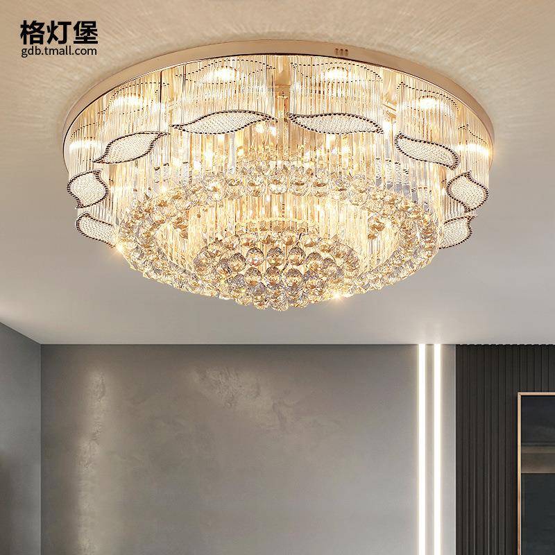 水晶灯客厅灯大灯现代简约大气金色led吸顶灯卧室餐厅灯灯饰灯具
