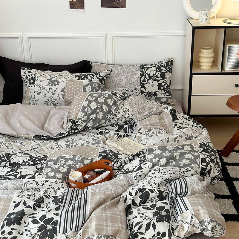南韩式中古风全棉四件套卧室碎花床单被套学生宿舍三件套纯棉床品