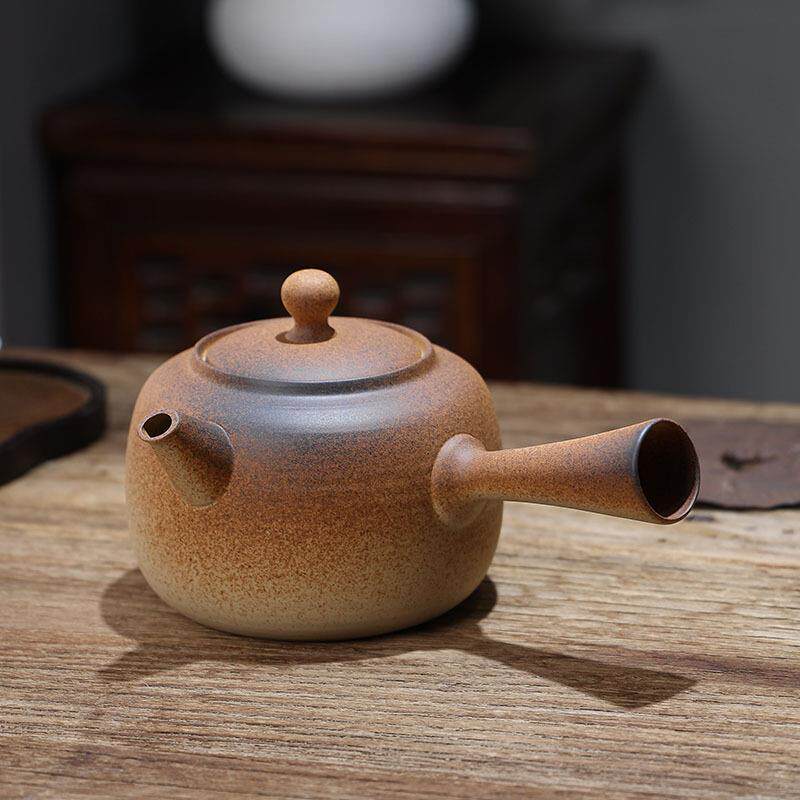 惠泽轩复古煮茶壶日式陶壶侧把烧水壶电陶炉明火户外窑变耐热陶壶