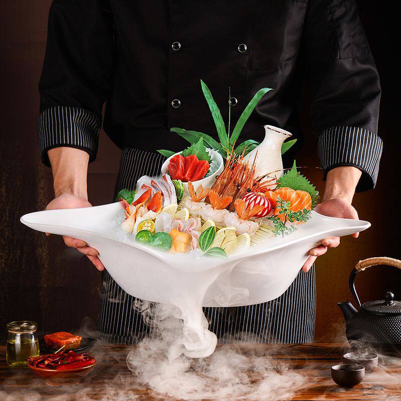 火锅仿瓷密胺餐具创意三文鱼刺身拼盘冰盘海螺碗高端海鲜姿造大盘