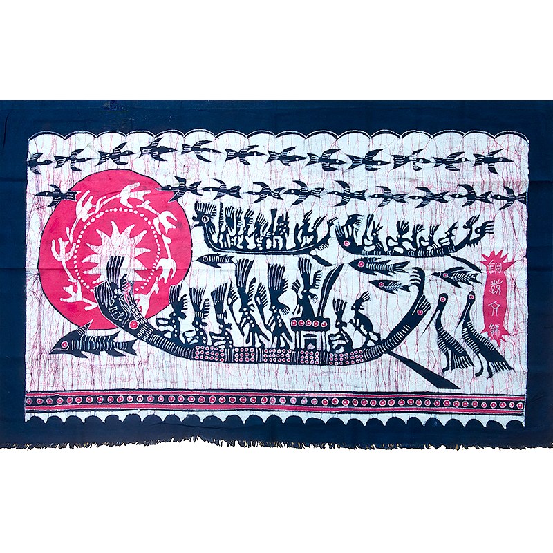 广西壮族特色民间民俗风情活动场景蜡染画 铜鼓节装饰画布艺挂画