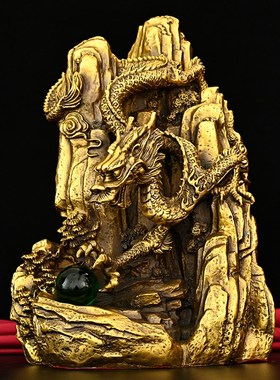 纯铜上山龙下山龙一对双龙戏珠生肖龙铜升龙生意兴隆店铺开业礼品