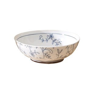 景德镇陶瓷宽口浅碗6寸面碗家用饭碗浅口碗沙拉碗日式釉下彩餐具