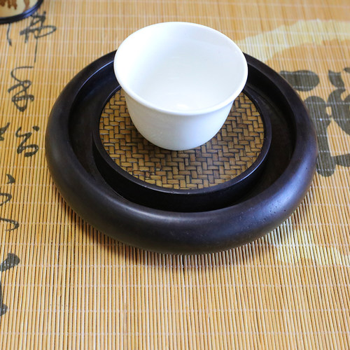 茶具茶盘竹制圆形小号储水竹制茶托盘日式排水式干湿泡台简约家用