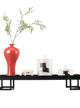 新中式禅意陶瓷小马描金花瓶摆件客厅书房玄关家居插花装饰品摆设