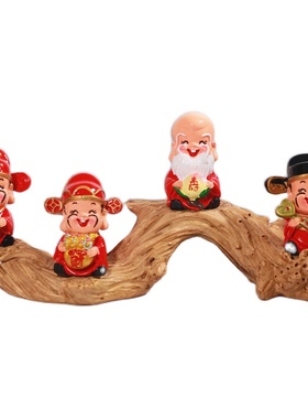 五福财神爷招财家居客厅酒柜汽车摆件办公室结婚新婚开业乔迁礼品