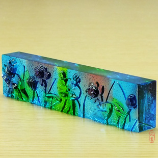 送退休老师礼物同学聚会纪念品定制刻字恩师琉璃镇纸摆件莲花礼品