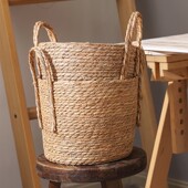 北欧海草编织花篮家居客厅琴叶花盆摆件花篮藤编手提草编花盆家居