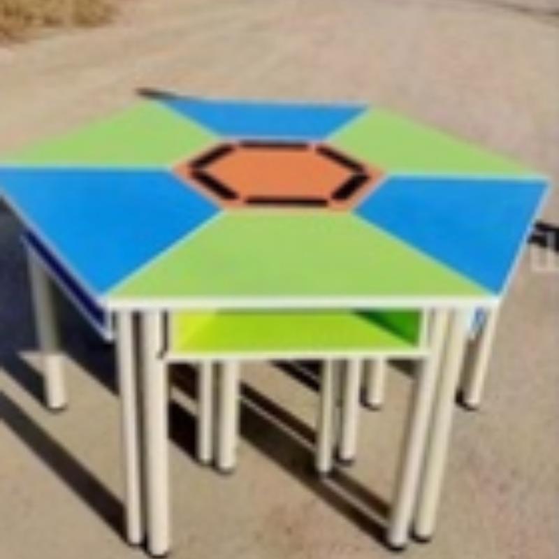 心理咨询教室扇形组合圆桌学生拼接组合椅六边形培训活动阅览桌子