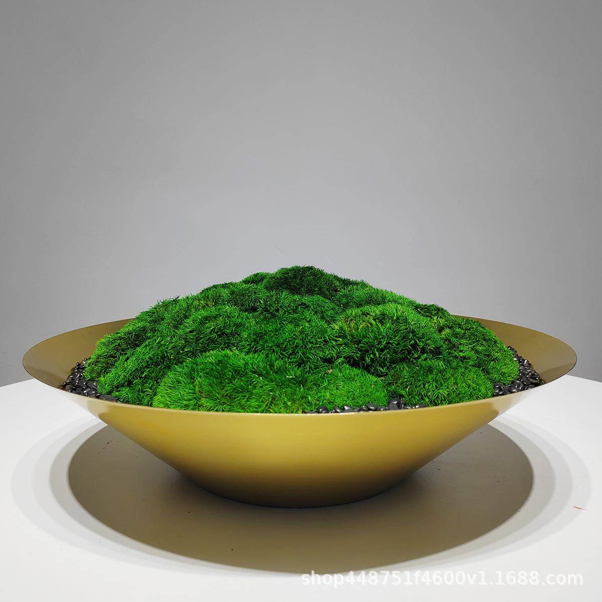 永生苔藓仿真青苔造景植物微景观盆景不锈钢花器新中式桌面花摆件