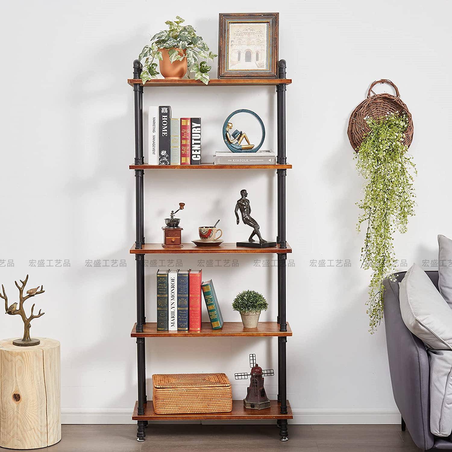 日式书架置物架落地展示架收纳架五层家用卧室储物架分层架简易