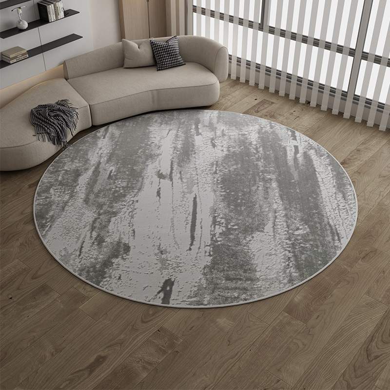 宇秀纯色条纹简约圆形卧室阳台地毯耐脏好打理