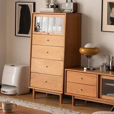 全实木五斗柜储物柜可定日式沙发边柜卧室抽屉柜客厅五斗橱储藏w&