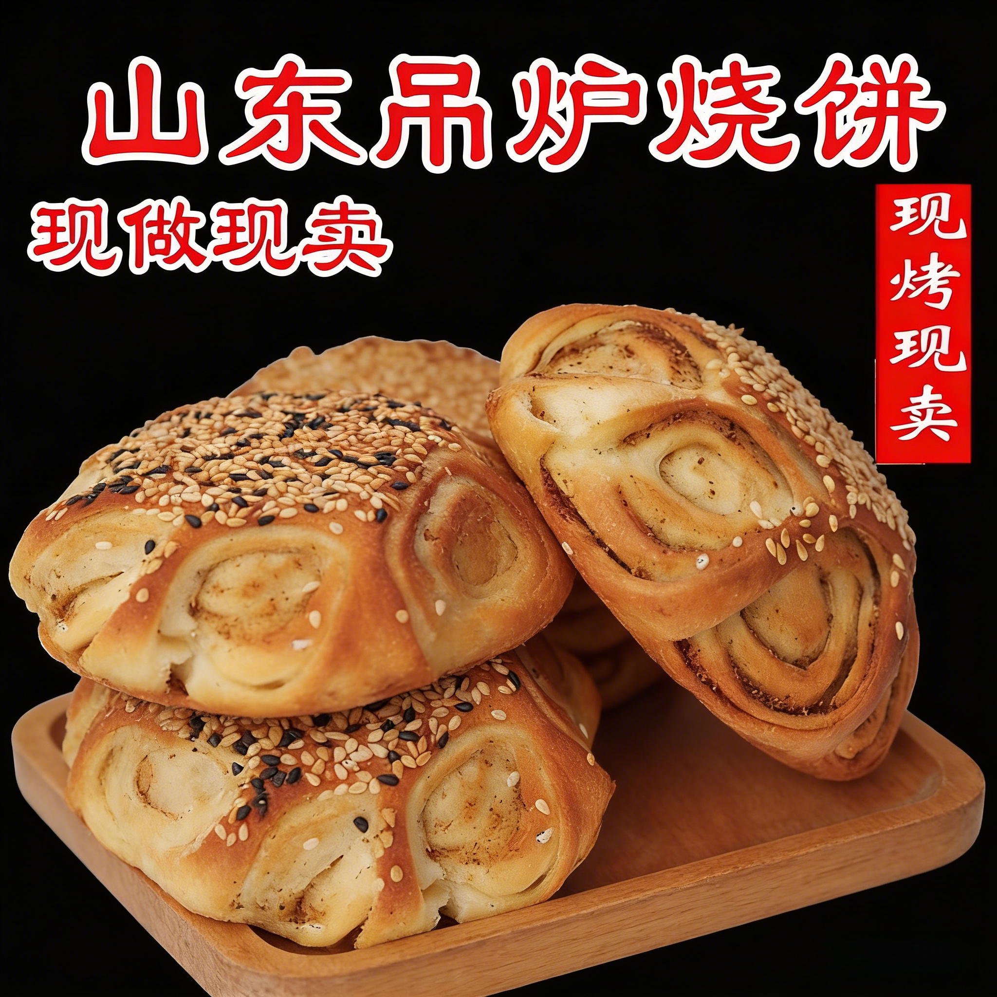 山东单县吊炉烧饼芝麻盐小饼手工芝麻盐烧饼山东特产真空包装面食