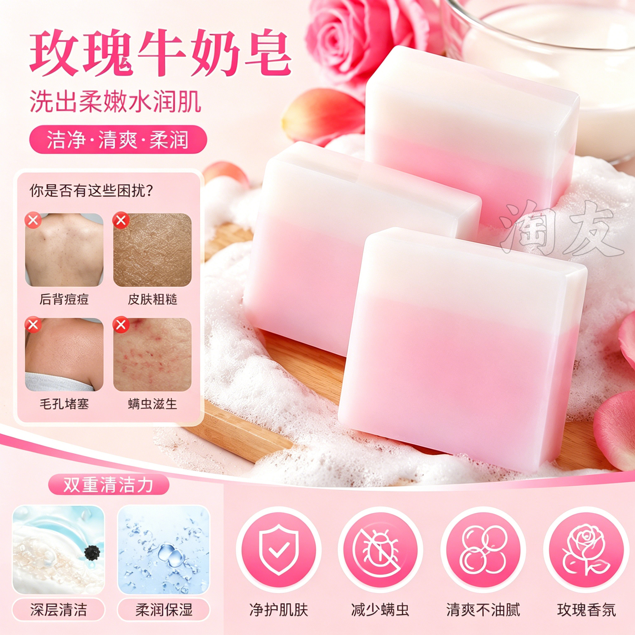冷制玫瑰牛奶手工香皂温和保湿