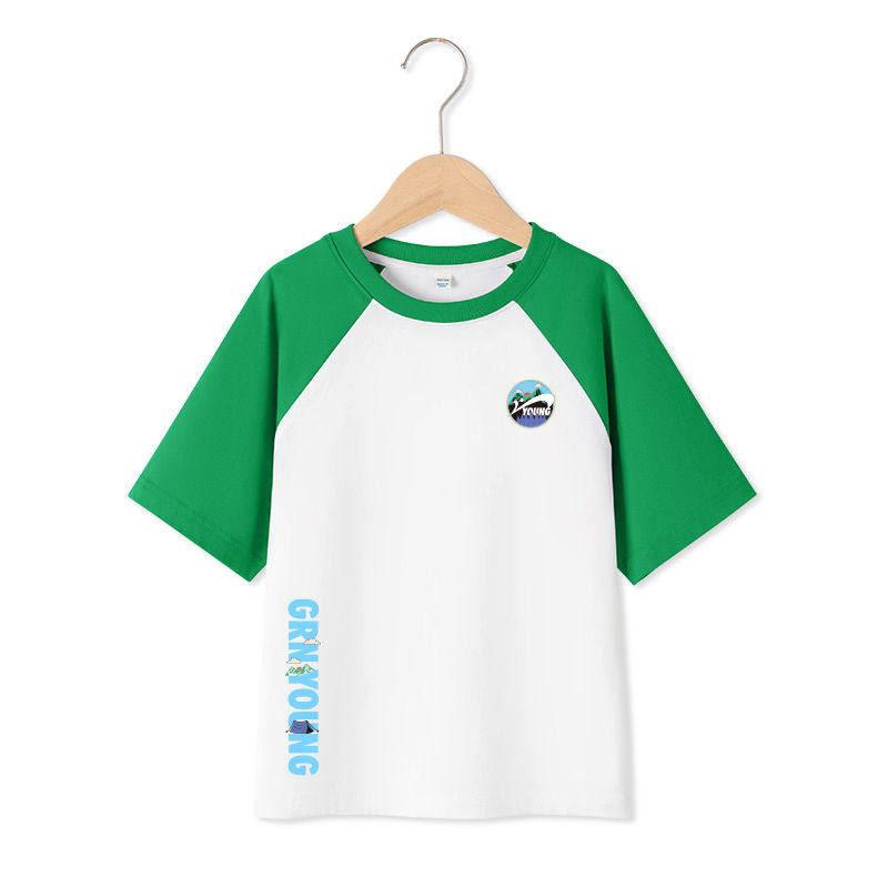 贵人鸟儿童男童短袖t恤纯棉2025夏季插肩撞色女孩运动宽松夏装