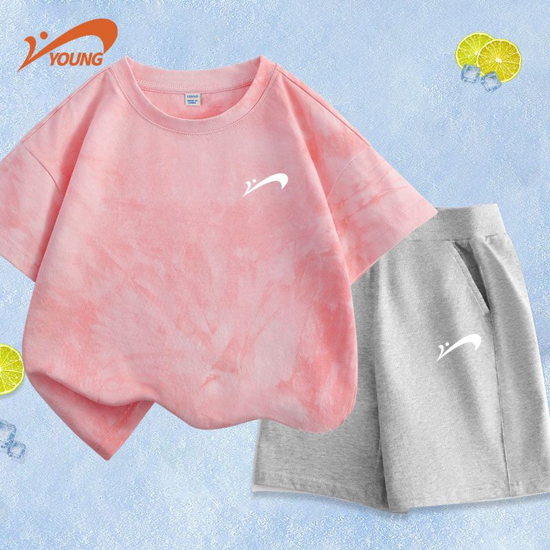 贵人鸟女童纯棉套装夏季儿童短袖衣服2025新款男孩运动休闲夏装