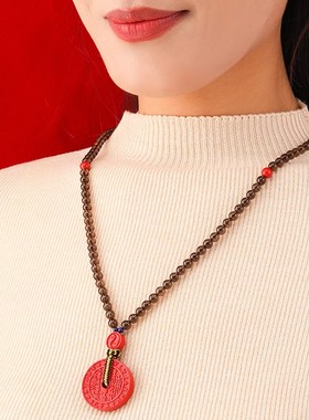 本命年山鬼花钱女手工编织小众设计高级感红色茶经吊坠挂件情侣款