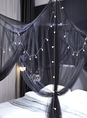 蚊帐2024新款系绳款四开门黑色老式方顶双J人床1米5床1米8床2米床