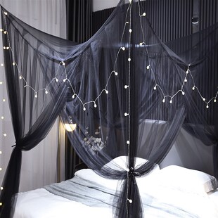 蚊帐2024新款系绳款四开门黑色老式方顶双J人床1米5床1米8床2米床