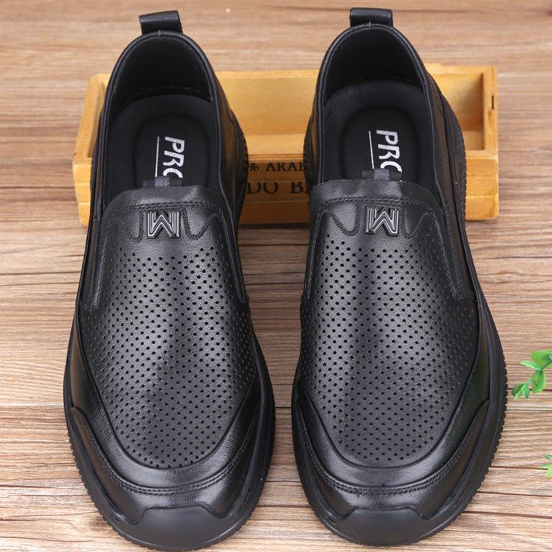 2025夏季男凉鞋厚底真皮商务休闲皮鞋洞洞鞋镂空透气套脚软底英伦,流行男鞋,洞洞鞋,淘宝优惠券,粉丝福利购,淘宝优惠卷