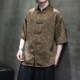潮流复古半袖 夏季 上衣薄 汉服大码 T恤新中式 中国风冰丝短袖 男唐装