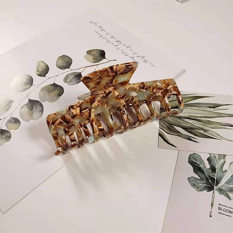 后脑勺发夹韩国优雅气质精致薄荷绿棕花彩发抓气质抓夹发夹头饰女