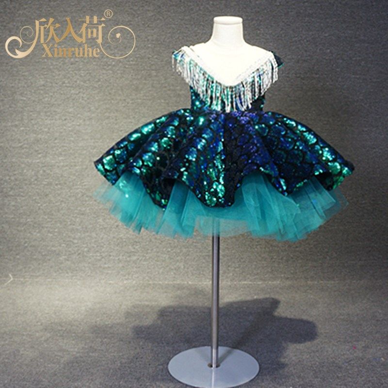 儿童绿色短款蓬蓬裙公主裙女童主持人唱歌钢琴新年春晚舞蹈演出服,童装/婴儿装/亲子装,儿童礼服,淘宝优惠券,粉丝福利购,淘宝优惠卷