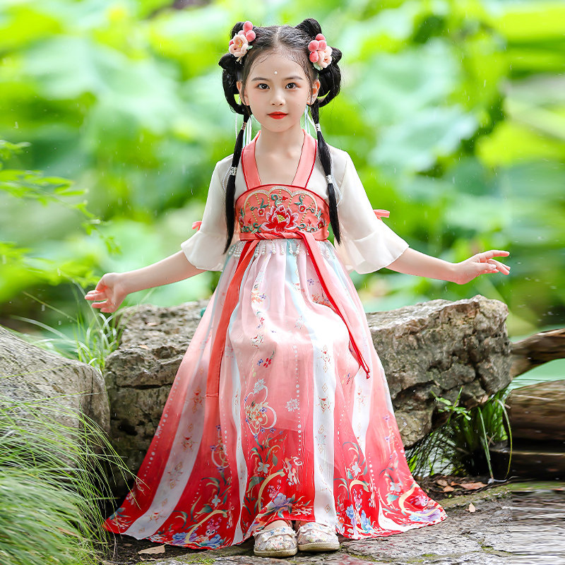 汉服女童古风超仙唐装夏季新款中国风女童齐胸襦裙女孩洋装演出,童装/婴儿装/亲子装,汉服,淘宝优惠券,粉丝福利购,淘宝优惠卷