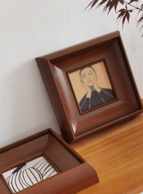 实木小众艺术复古装饰画人物中古小框组合画客厅壁画卧室玄关挂画