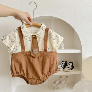 男宝宝半袖连体衣服3夏季5三8六9个月婴儿外出服一周岁新生儿夏装