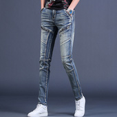 牛仔裤 机车男裤 夏季 韩版 男士 潮牌高端水洗复古长裤 款 潮流百搭修身