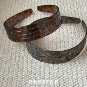 韩国小众好看 很韩很火 切线发箍 精致蓝棕晕染灰褐色宽边头箍