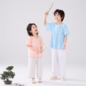 男童唐圆领半袖 中式 短袖 竹节透气棉薄而不透夏季 汉服国风套装