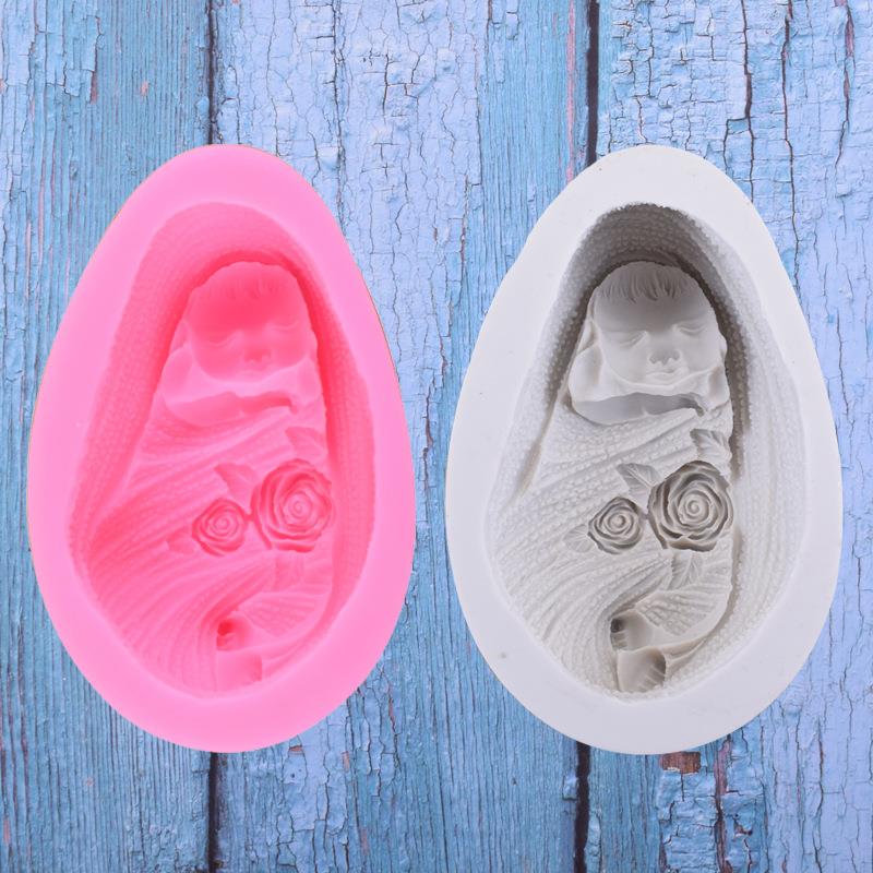 花朵宝宝摇篮婴儿手工皂硅胶模具 蛋糕diy翻糖果冻蜡烛手工软陶模