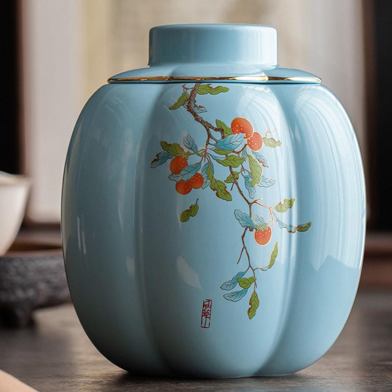 陈皮密封陶瓷大号家用防潮湿度计储存创意通用茶叶包装礼品