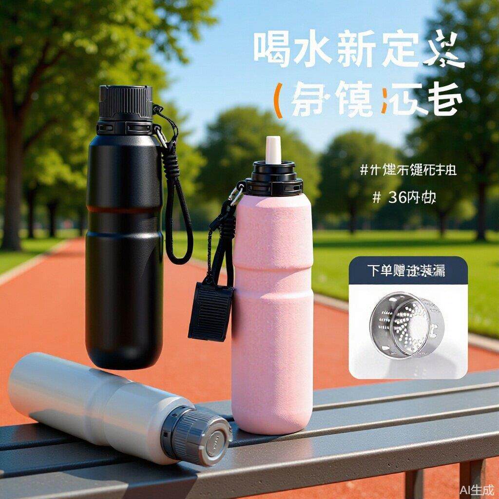 一键开盖保温杯大容量水杯便携吸管杯运动水壶学生儿童吸管杯