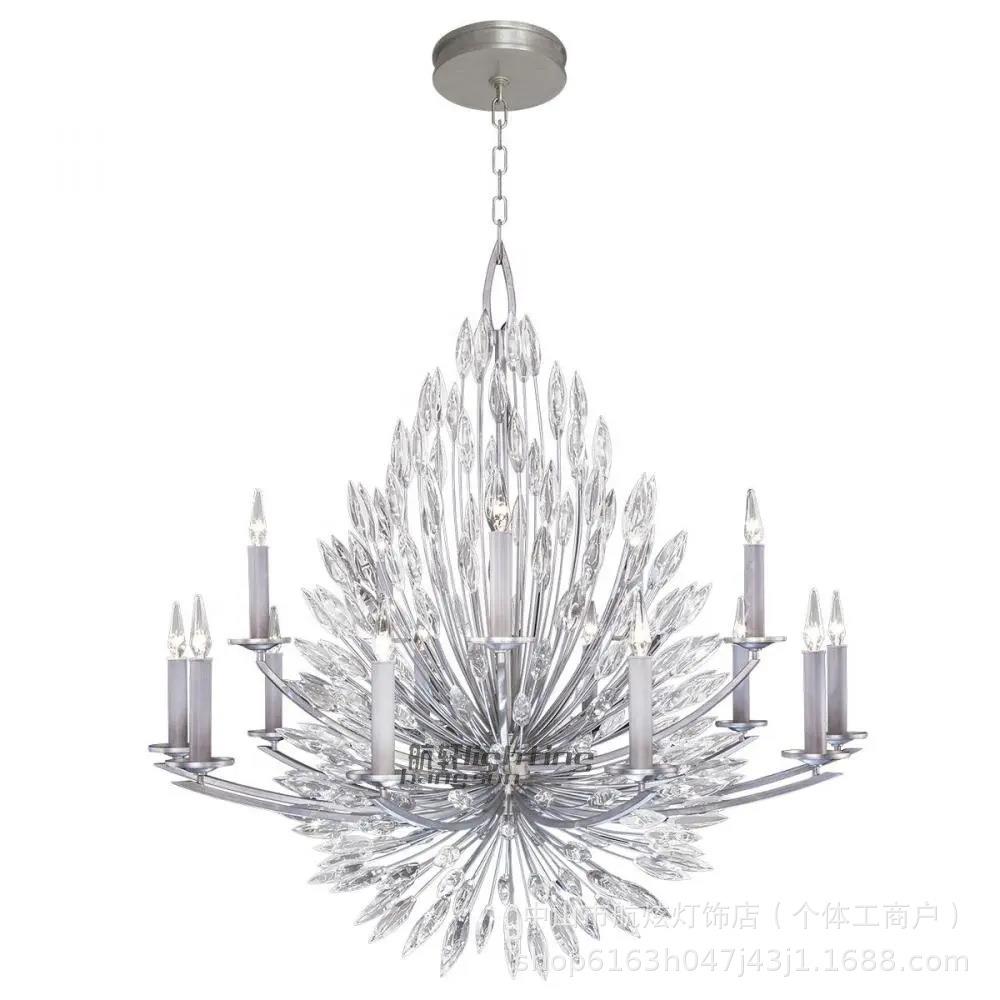 酒店宴会厅大吊灯售楼处沙盘别墅楼梯工程灯孔雀开屏水晶吊灯