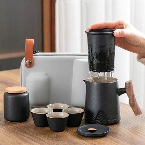 便携式旅行茶具套装陶瓷功夫泡茶杯茶壶户外包随身快客杯礼品