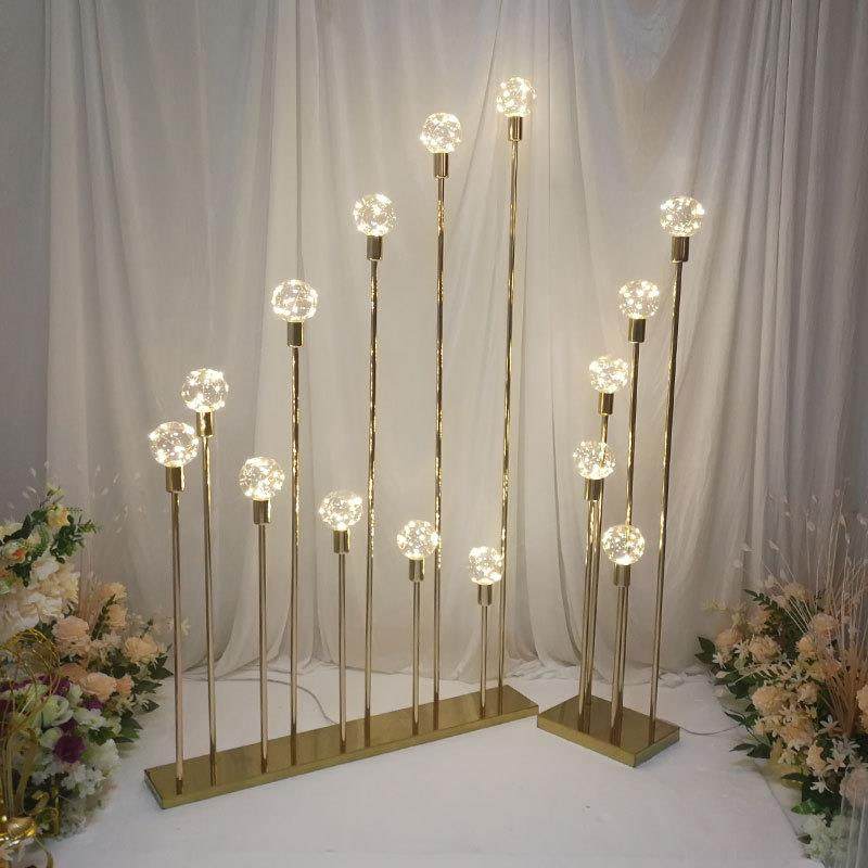 新款婚庆道具金色芦苇龙珠灯泡路引婚礼尖灯泡路引T台路引装饰