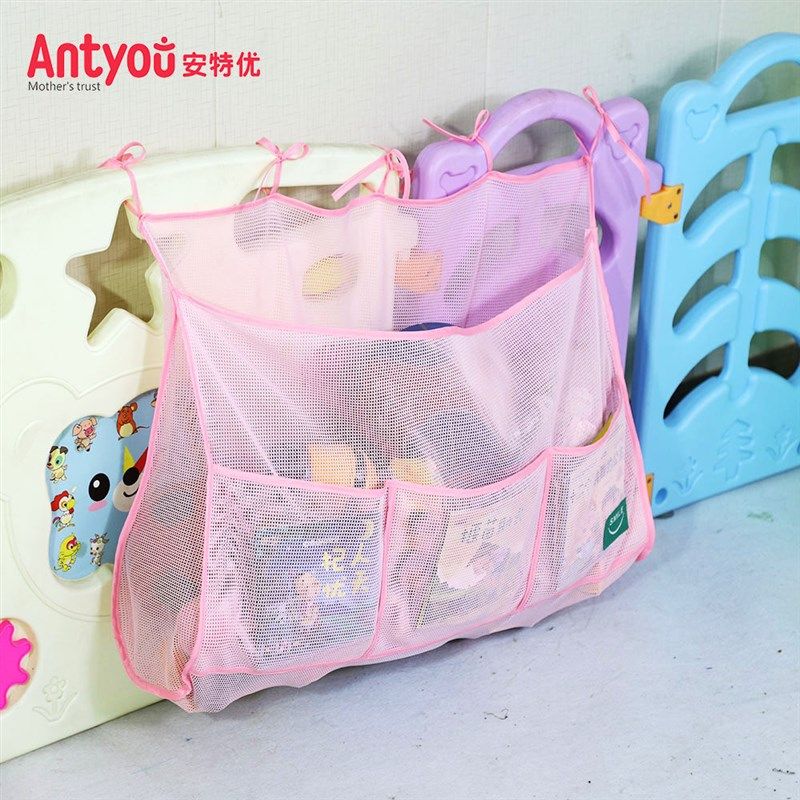 大号婴儿床围栏网格挂袋玩具图书尿不湿收纳袋大容量可水洗储物袋