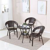 阳台桌椅藤椅三件套组合小茶几简约单人靠背椅子休闲户外室外庭院