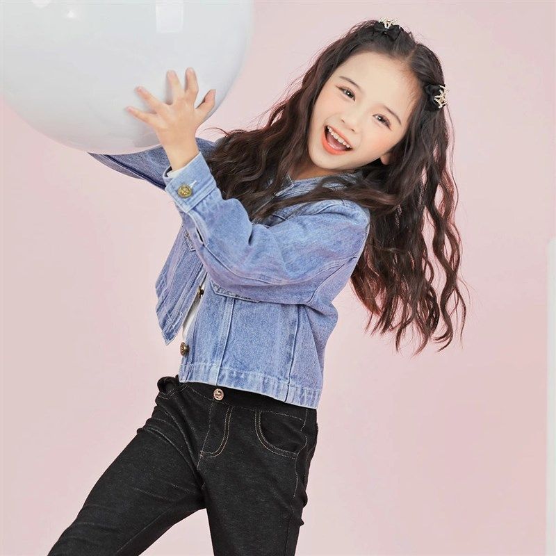女童秋装时尚短款牛仔外套2024新款儿童网红时髦夹克小女孩上衣潮,童装/婴儿装/亲子装,儿童牛仔外套,淘宝优惠券,粉丝福利购,淘宝优惠卷