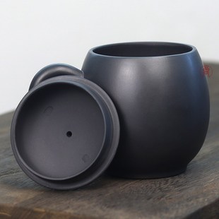 石黄紫砂杯大容量盖杯男士高档女士家用办公室泡茶杯水杯陶瓷杯子