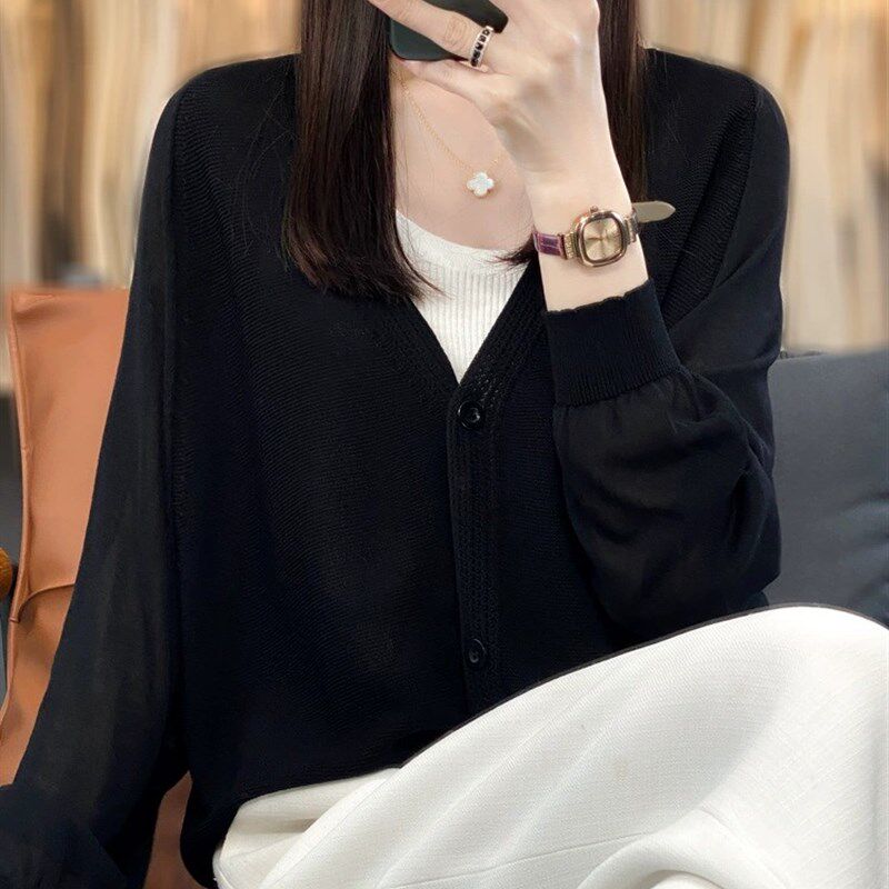 针织开衫外套女薄款2023新款夏季防晒薄衫长袖空调衫吊带外搭罩衫