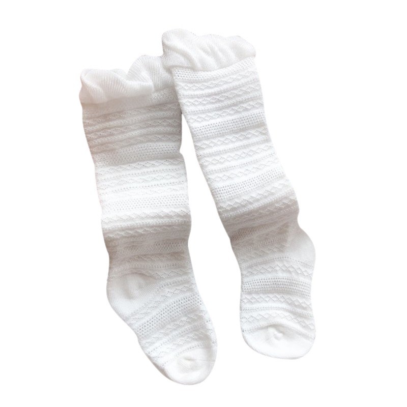 夏季婴儿网眼长筒袜薄款1新生儿纯棉无骨过膝袜防蚊袜0-3岁中筒袜