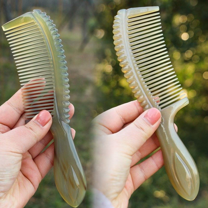 天然牛角手工梳子密齿护理清洁头皮养头皮洗漱按摩头梳大号长20CM