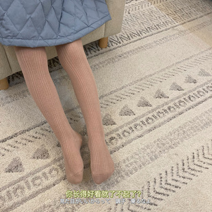 周小意女童洋气精梳棉条纹连裤袜儿童纯棉百搭麻花袜裤春款打底裤